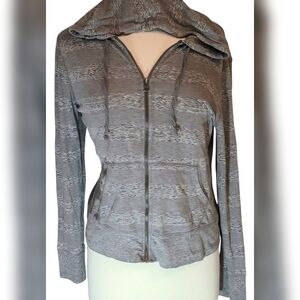 Lightweight Zipup Hoodie in Heather Gray with Stripes